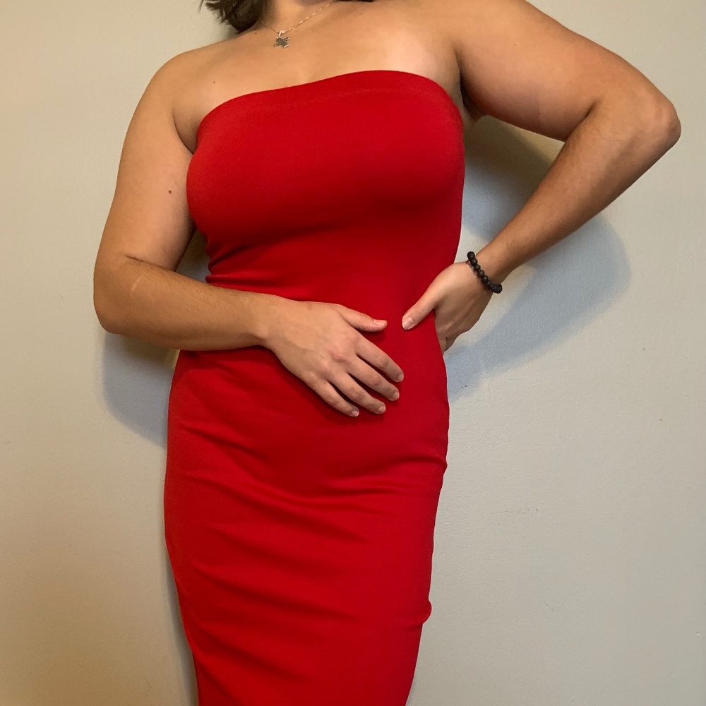 Red Strapless Dress